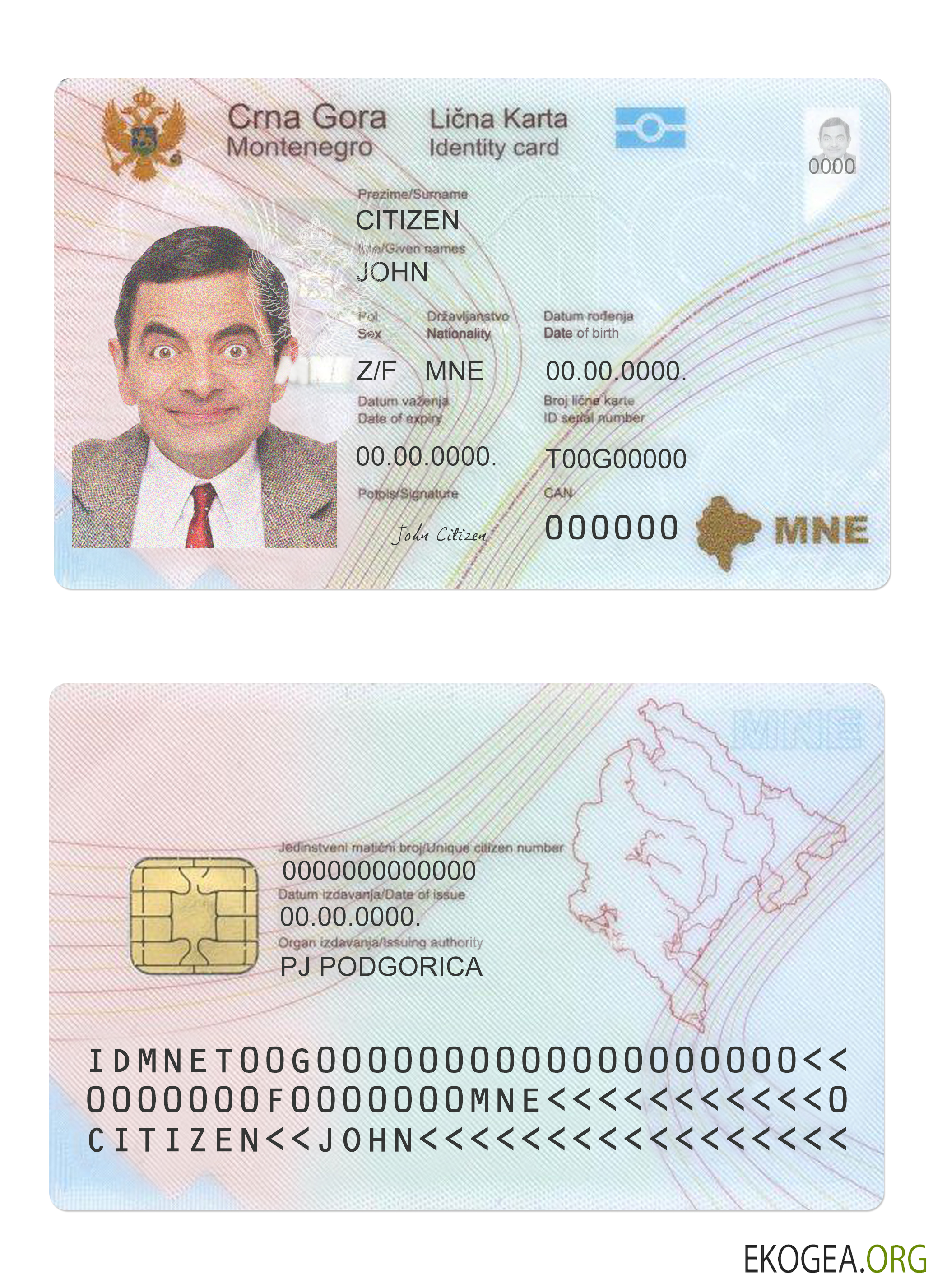 Carte d'identité du Monténégro